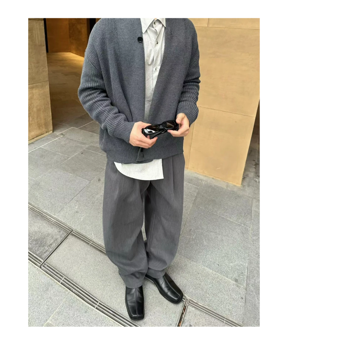 609PARK弯刀抗皱立体压褶两色西裤休闲阔腿裤ST718