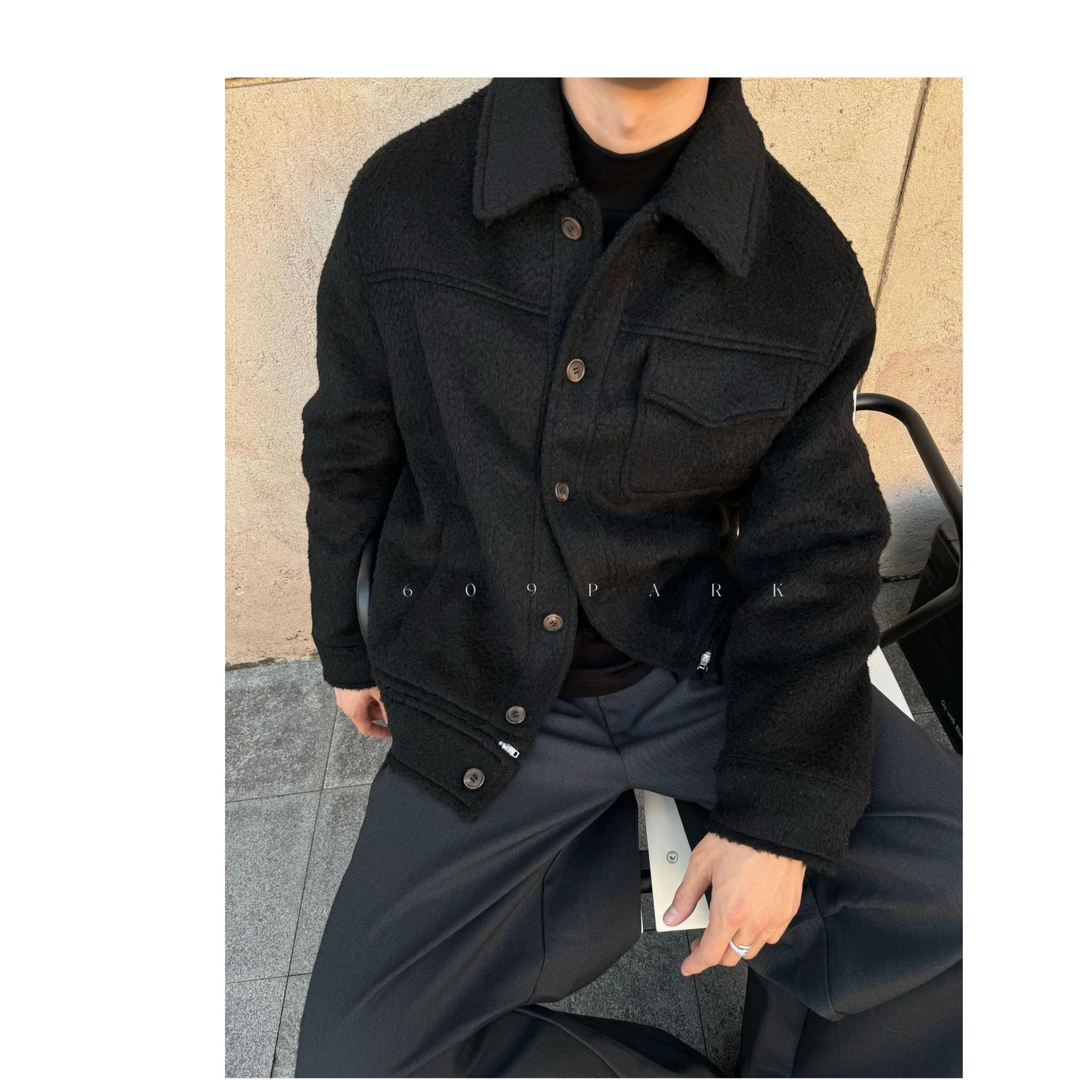 609PARK羊毛毛呢可拆卸翻领短款呢外套EA01