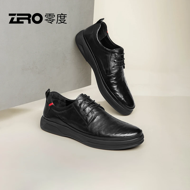 【断码】零度经典休闲皮鞋春季时尚手抓纹羊皮鞋舒适软底商务鞋