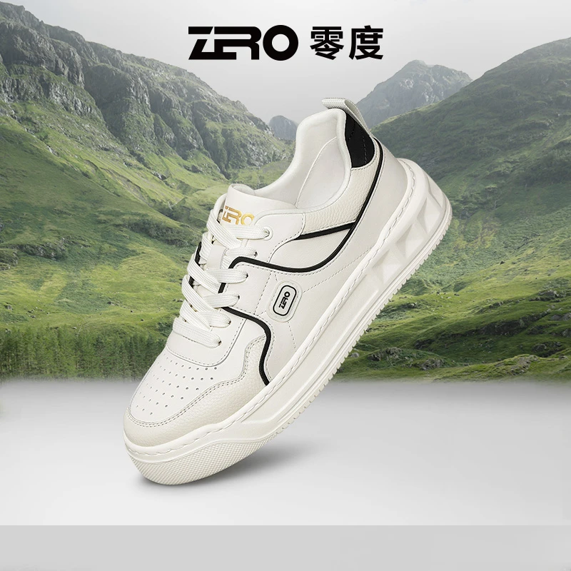 【华夫系列】零度板鞋男真皮百搭小白鞋2025夏季轻便透气休闲鞋