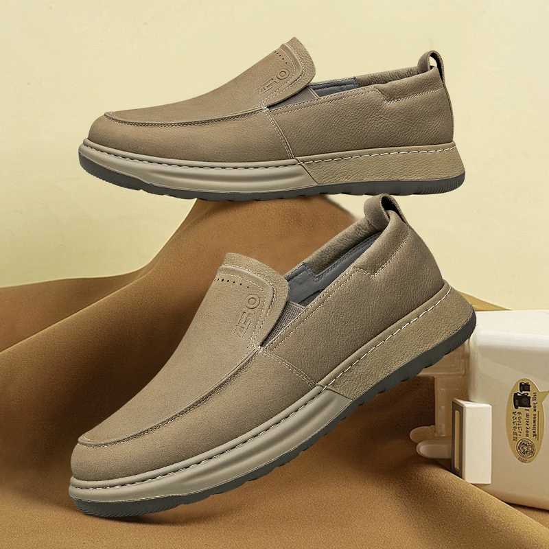 零度男鞋商务休闲鞋2025夏季真皮皮鞋舒适百搭爸爸鞋轻质乐福鞋男