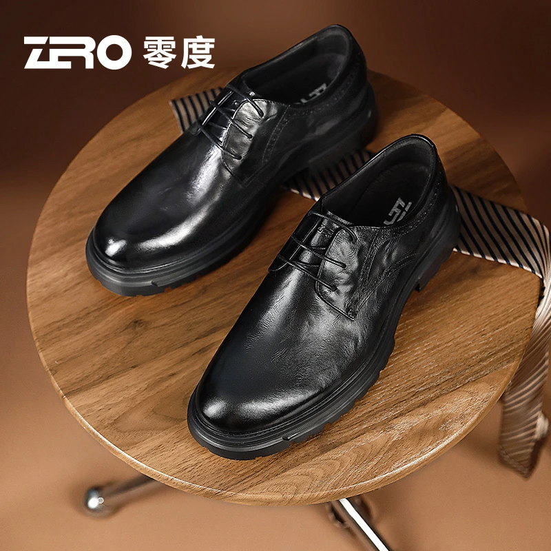 「墨痕」ZRO零度男鞋商务正装大头皮鞋时尚压花德比鞋男士宴会婚鞋