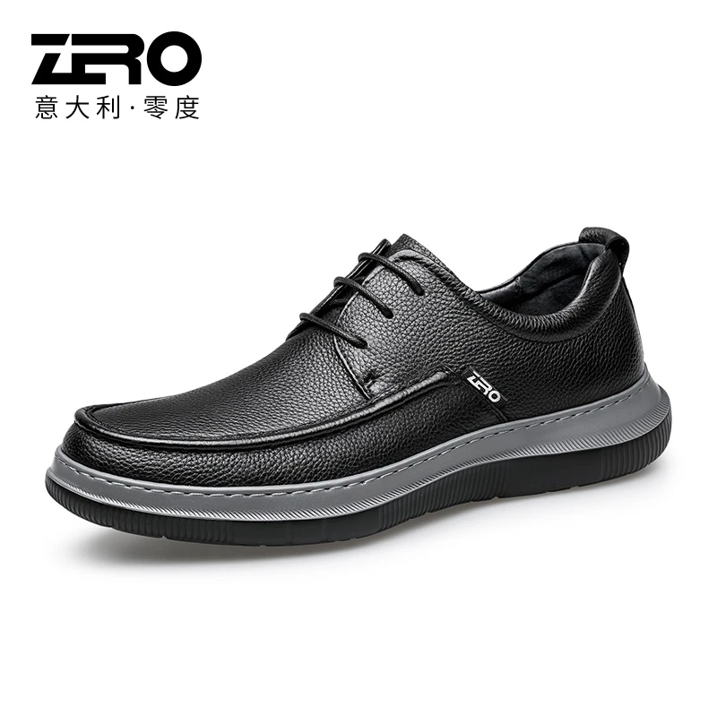 零度男鞋官方正品春季透气休闲皮鞋男系带软面皮百搭真皮男R13765