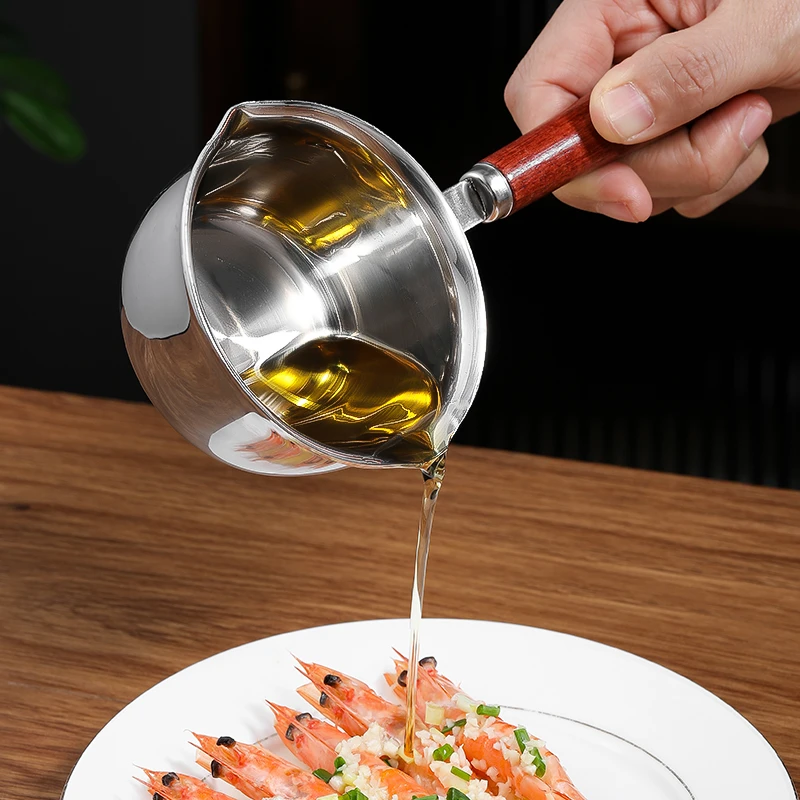 LISSA不锈钢中式泼油小锅热油炸浇油多功能长柄勺迷你小油锅家用