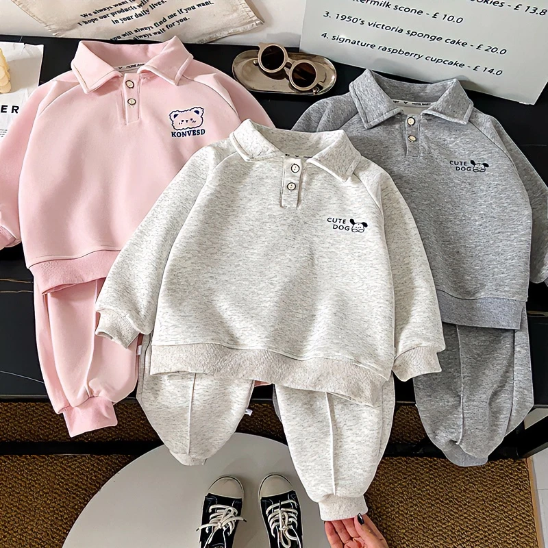 春季新款儿童卫衣套装洋气休闲韩版翻领运动长袖小童时尚春秋