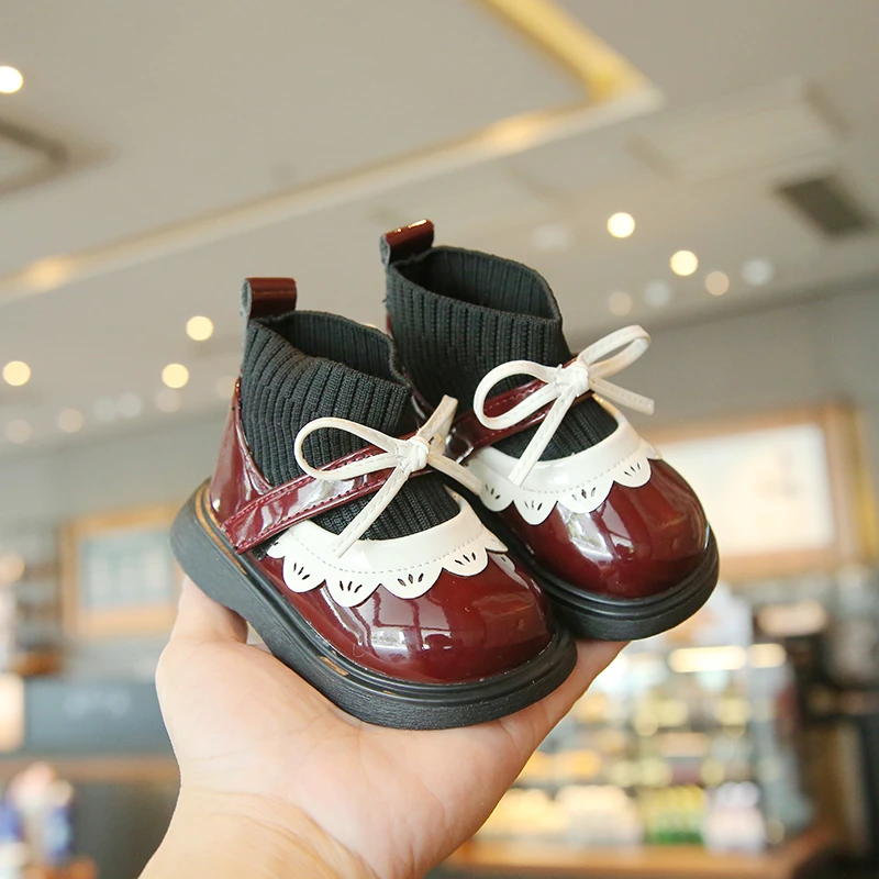 春秋冬季女宝宝短靴子加绒一周岁小童红色皮鞋婴儿二棉鞋学步鞋子
