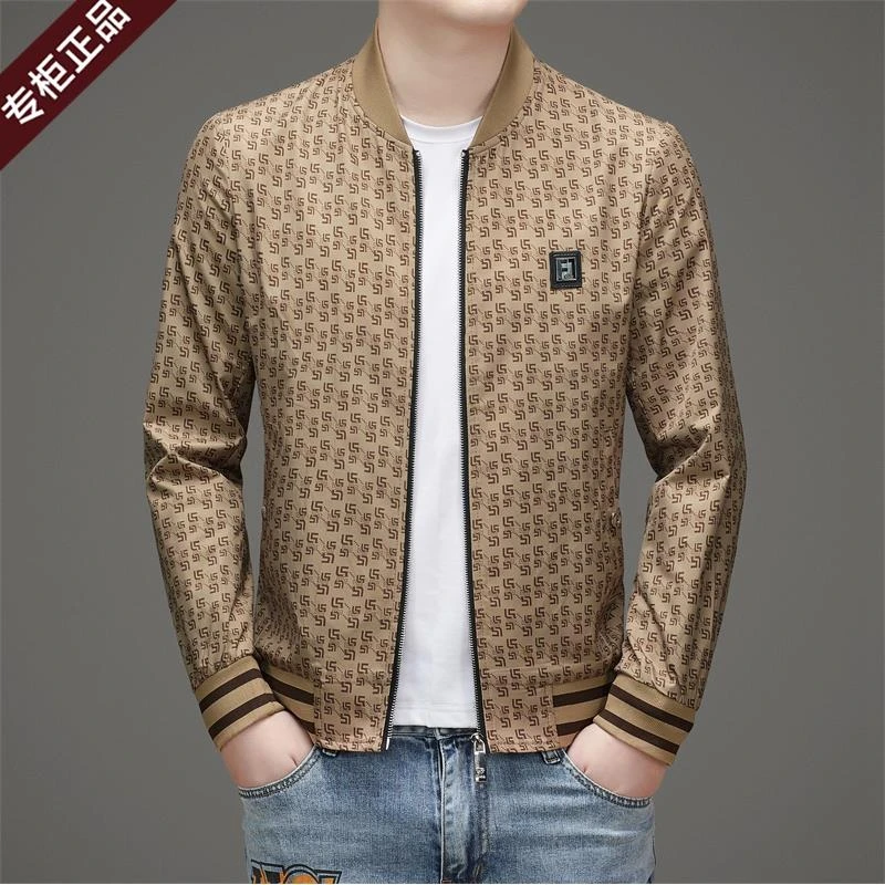 2024春季高端大牌男装潮流夹克外套棒球领拉链宽松型时尚都市百搭