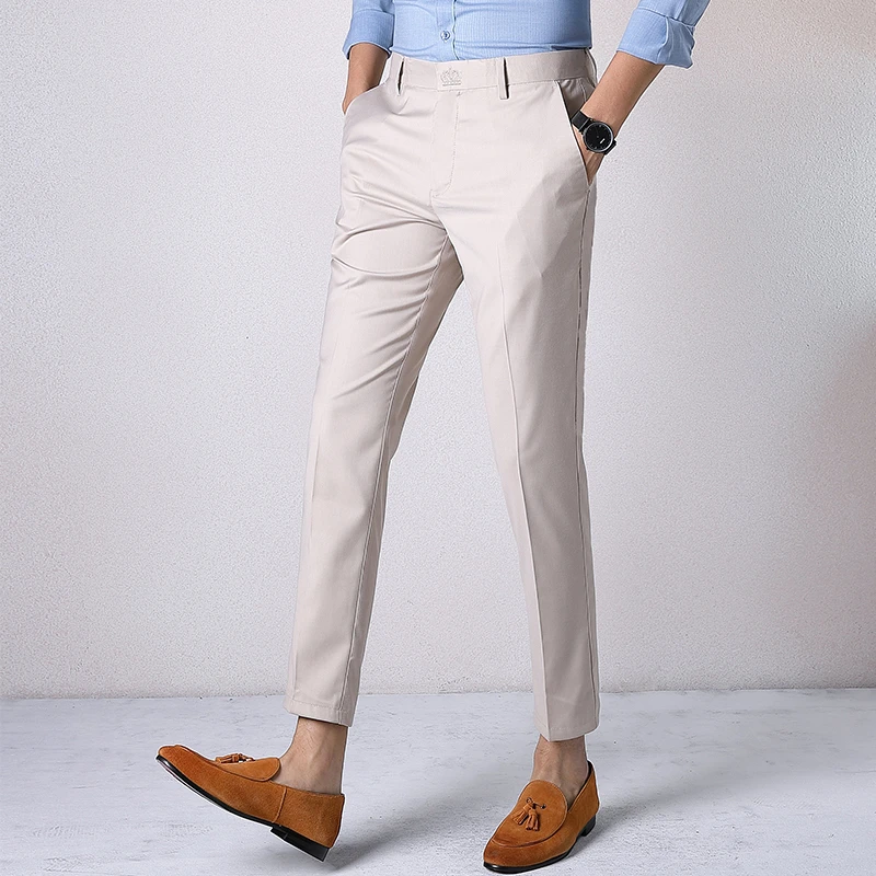 9933新款9分直筒商务西裤男士弹力百搭中青年薄款修身韩版休闲裤