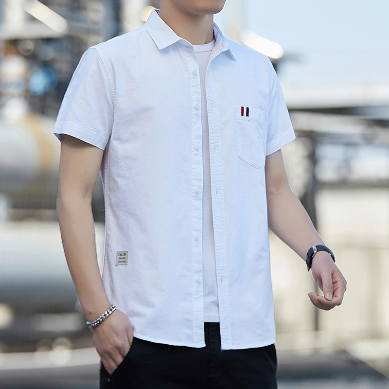 0820春夏新款短袖衬衫男士潮流纯棉免烫休闲外套高级感轻商衬衣服