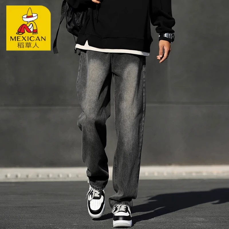 Mexican/稻草人春款美式潮牌牛仔裤男士2025春秋复古直筒休闲长裤