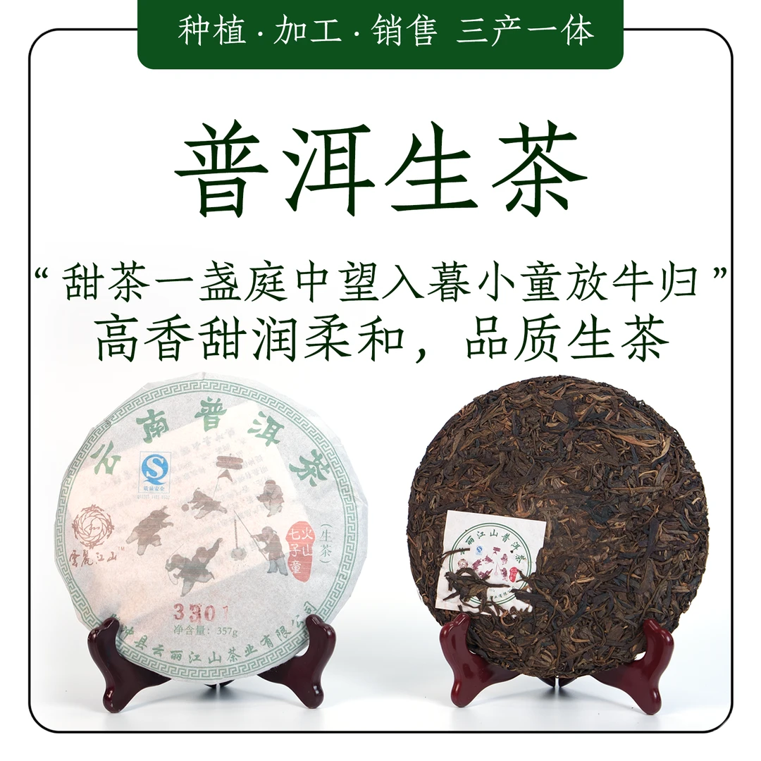 李友芬-火山七子童【3301】-陈年大树荒野茶园手工普洱老生茶正品
