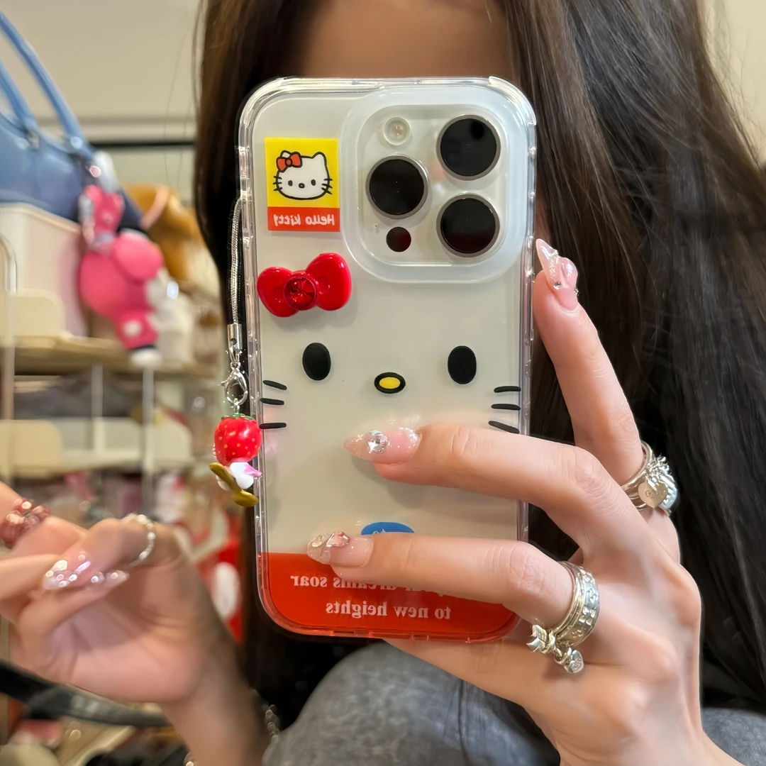 蝴蝶结表情KT猫适用iphone16promax手机壳苹果15华为vivo小米oppo