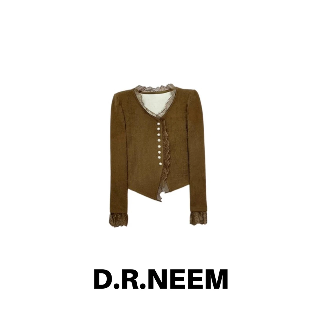 DRN  珍珠斜扣开衫