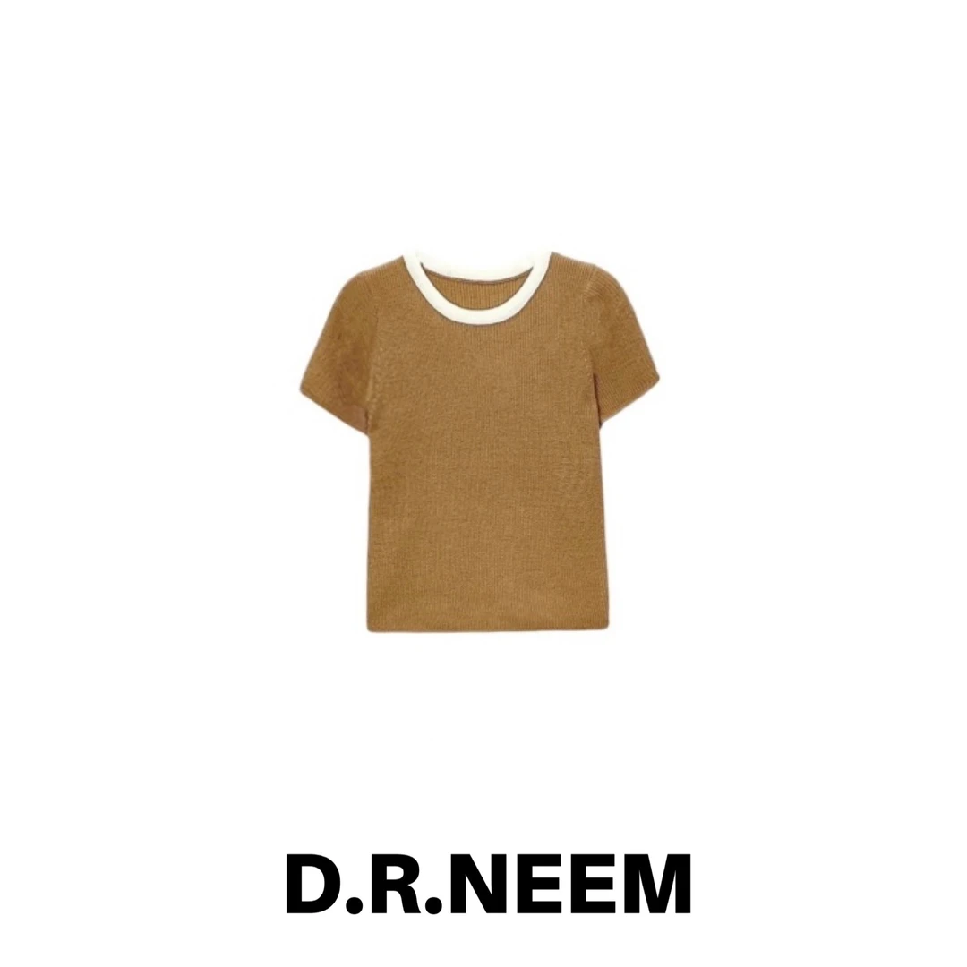 DRN 撞色领短袖针织衫