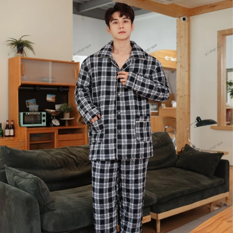 pinkgrape【墨眉朱砂】睡衣女士新款冬季三层夹棉加厚家居服2379123