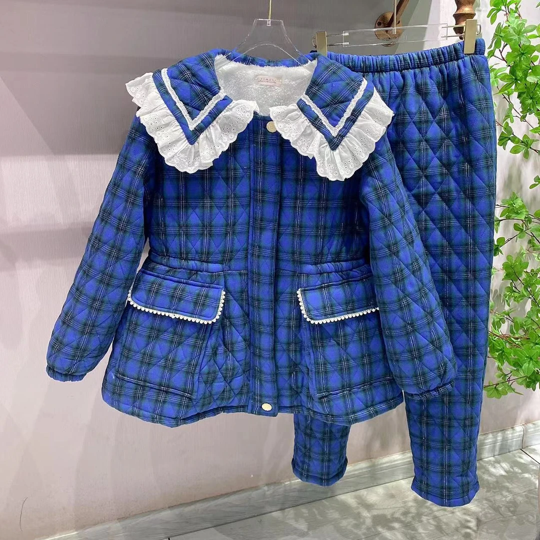 pinkgrape【淡墨青衫】睡衣女士新款冬季三层加厚家居服2378124