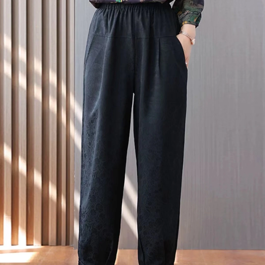 新款简约大气宽松休闲高腰百搭时尚哈伦裤女裤