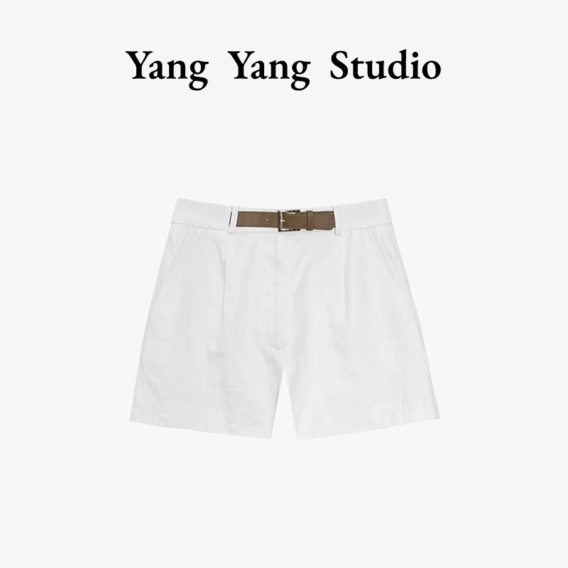 YangYangStudio【夏日风情】夏季纯色极简亚麻短裤