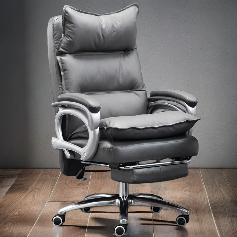 真皮老板椅办公室办公椅舒适久坐家用电脑椅可躺书房椅商务大班椅