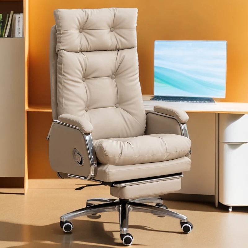 家用电脑椅办公室座椅真皮老板椅舒适久坐办公椅可躺书房午休椅子