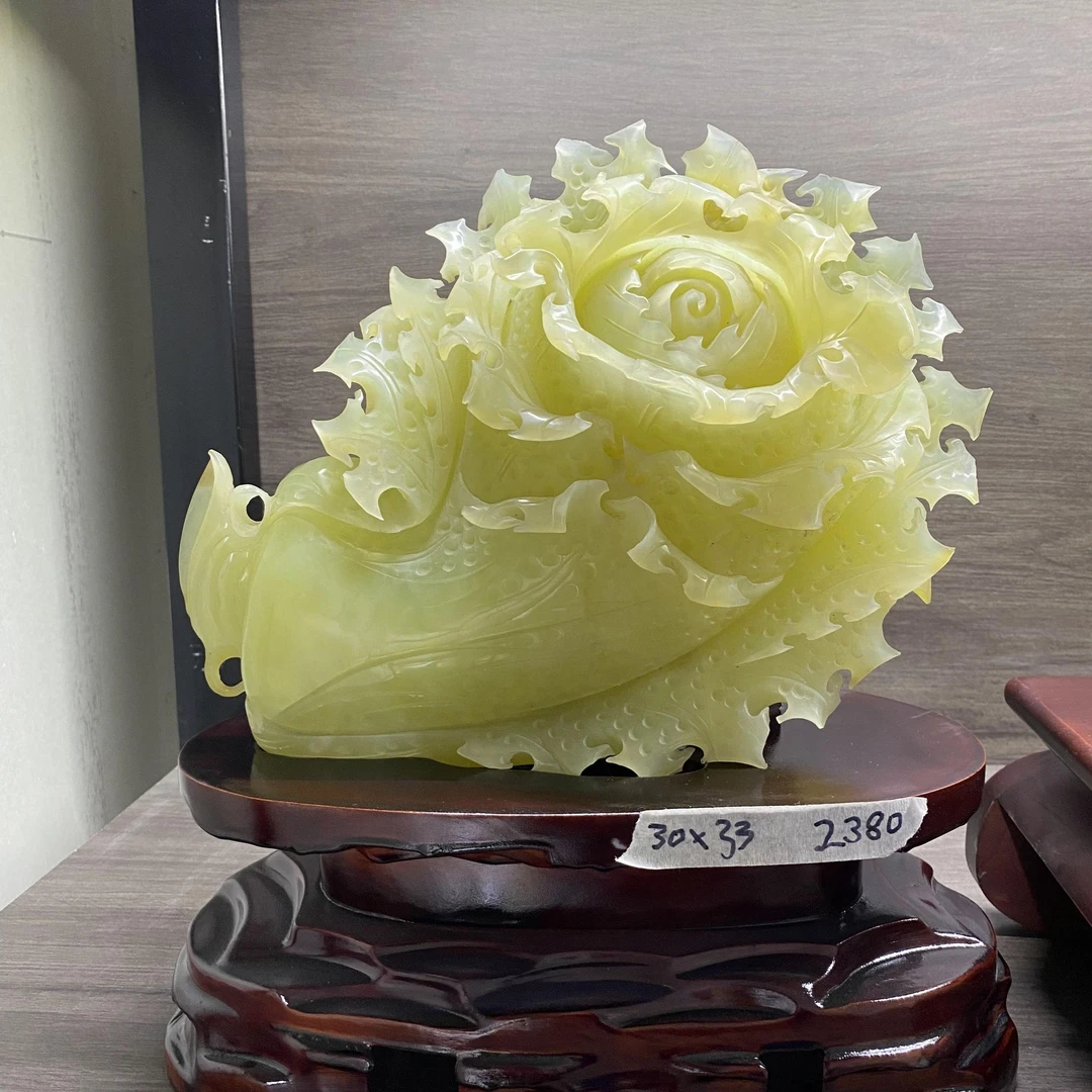 岫岩玉纯手工雕刻纯天然白菜摆件家居摆件乔迁礼品