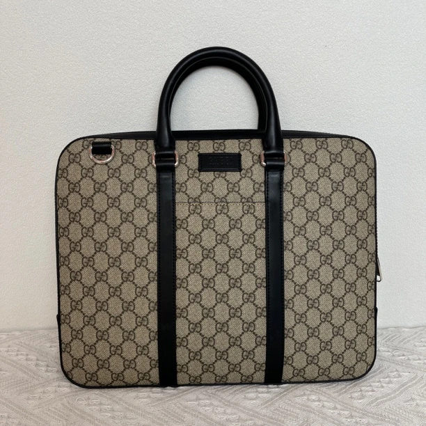 99新 GUCCI/古驰 3958/男士棕老花手提公文包