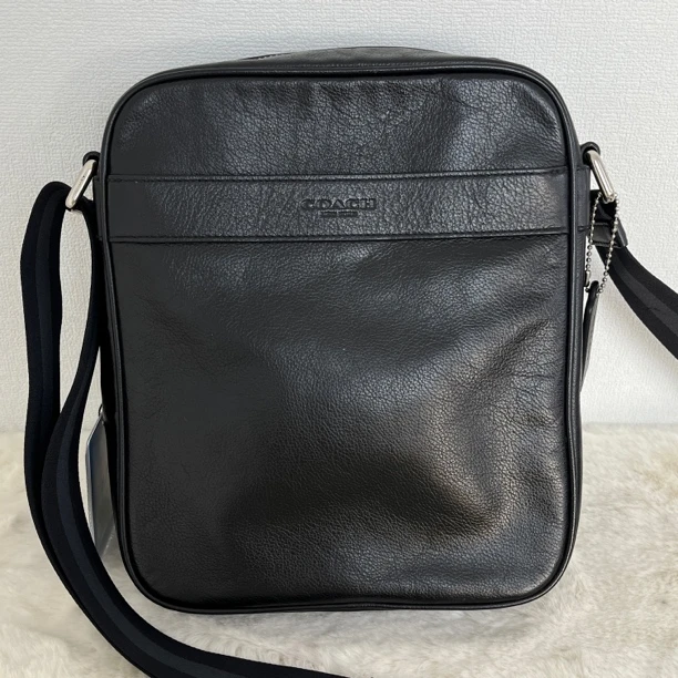 95新 COACH/蔻驰 1553/黑色全皮单肩包