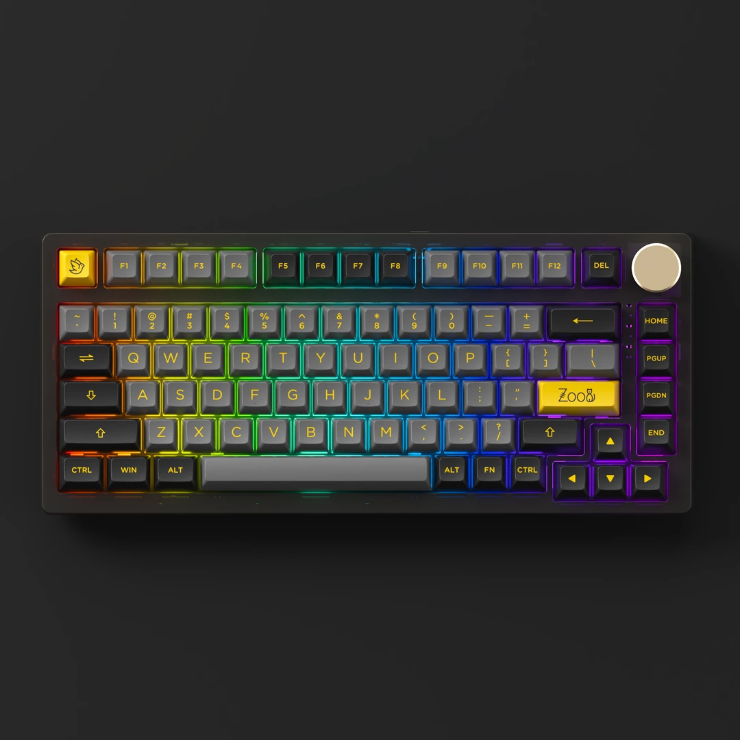 pc75系列黑金三模热插拔无线机械键盘75紧凑型旋钮