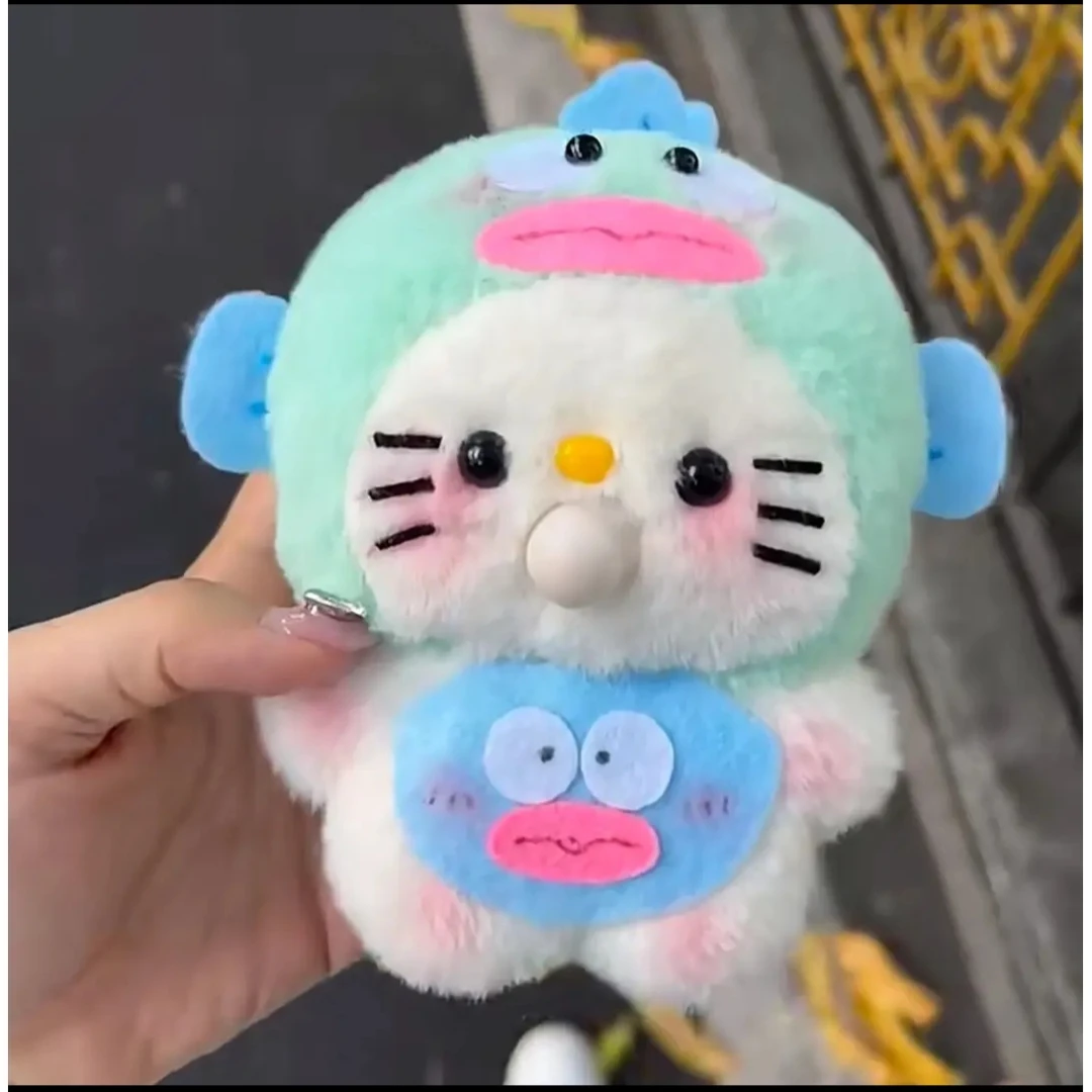 吐泡泡吱吱叫毛绒玩偶KT猫小丑鱼 凯蒂猫DIY手工材料包挂件可录音