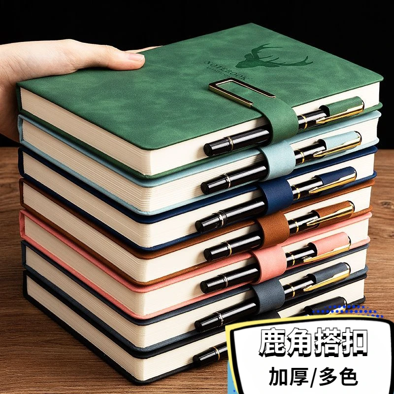 2024笔记本子超厚大学生A5皮面商务记事本简约韩版日记本作业本子