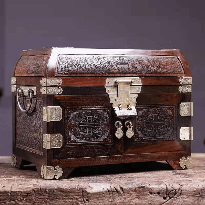 大红酸枝红木首饰盒结婚嫁妆珠宝收纳盒复古中国风实木化妆箱带锁