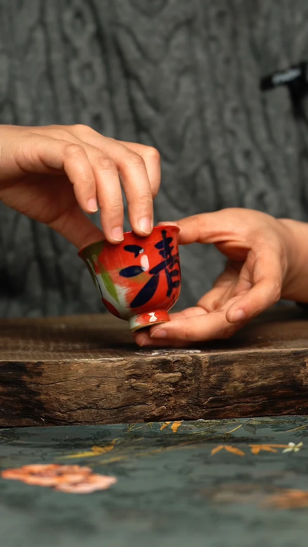 【闪购商品】杯釉下彩手工手绘同款陶器