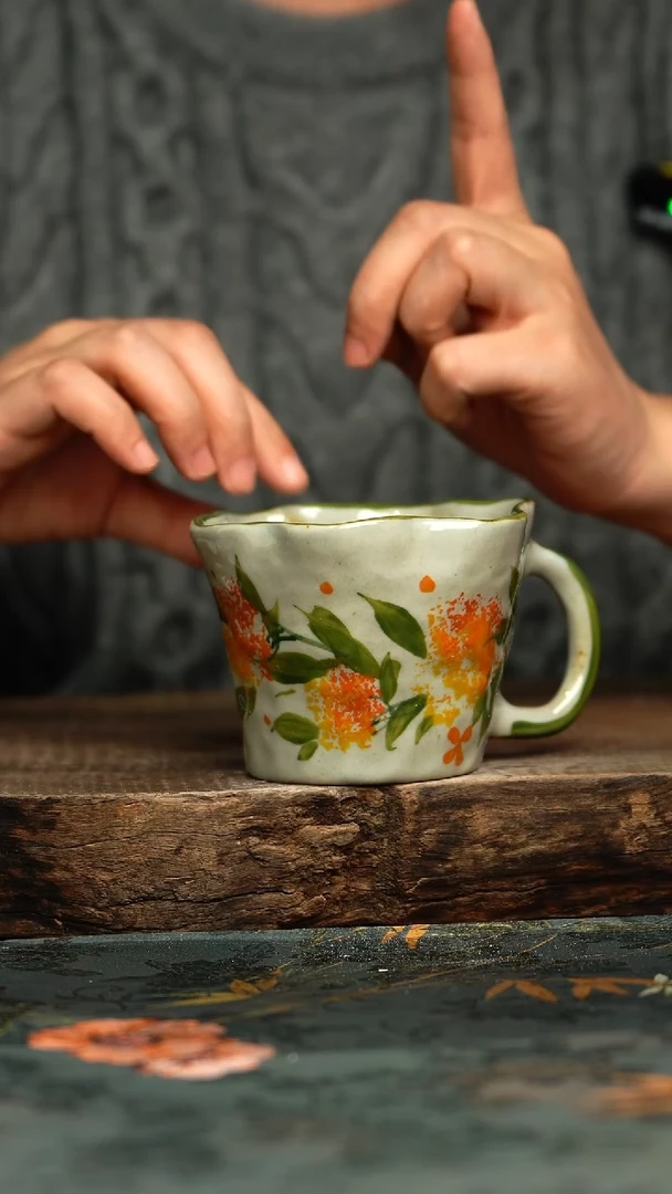 【闪购商品】杯釉下彩手工手绘同款陶器