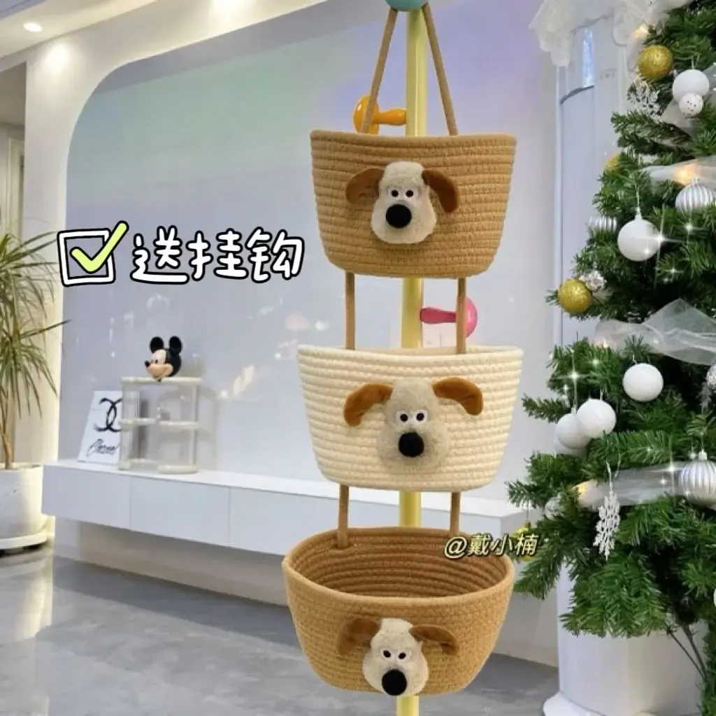 卡通掌门狗三层创意挂篮可爱手工客厅玄关可挂式储物收纳挂篮吊篮