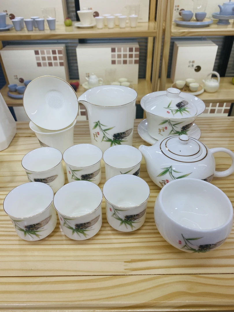 描金一鸣惊人12件茶具套装  安全包装