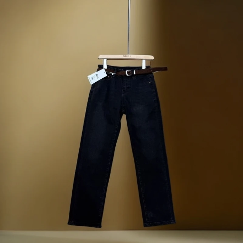 760黑色牛仔裤女秋冬款2024年新款高腰宽松九分显瘦阔腿直筒裤