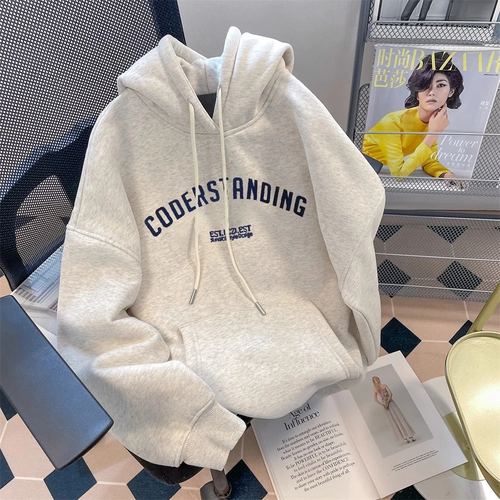 现【单品bi备】重磅连帽卫衣女宽松慵懒风美式复古chic港味带帽上衣