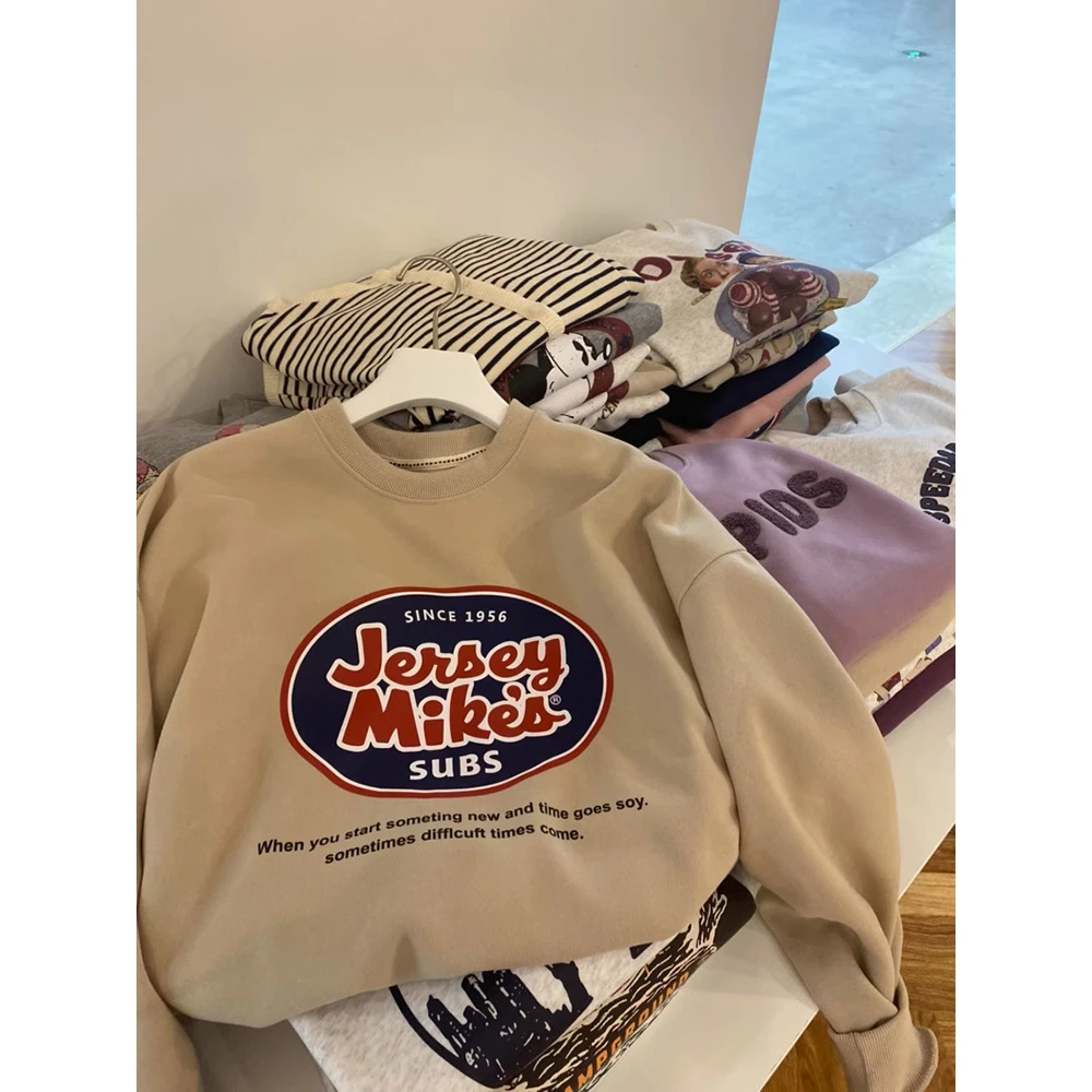 48h飞【好事花生】重磅无帽卫衣女宽松美式复古高级感小众显白上衣