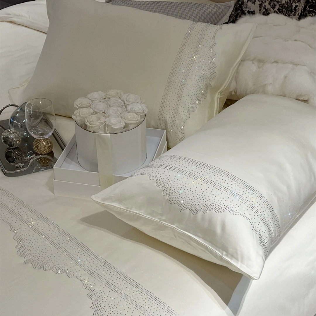 DIMDEVL/汀黛轻奢简约刺绣满钻60s进口莱赛尔床上四件套