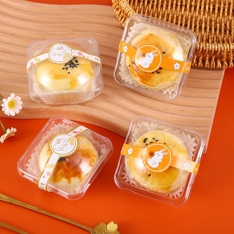 蛋黄酥包装盒透明吸塑盒加厚款带盖单个装雪媚娘蛋黄酥包装盒子
