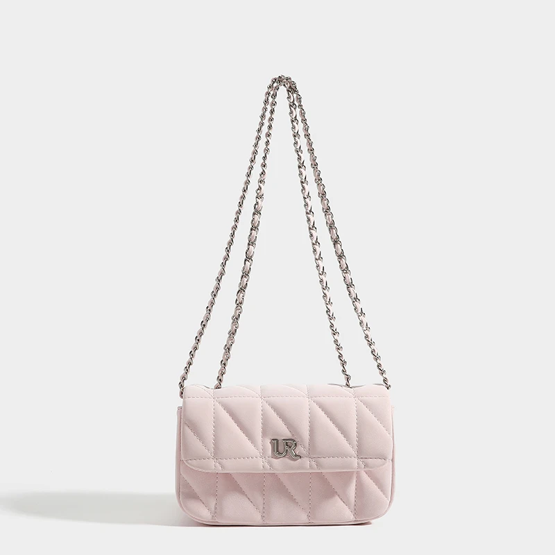 UR时尚女士百搭新款单肩斜挎马卡龙链条包U2405005粉色