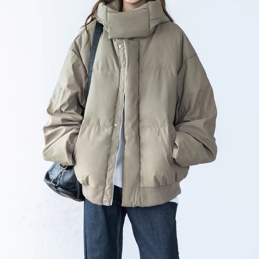 美式连帽复古棉服男女冬季新款加厚保暖面包服