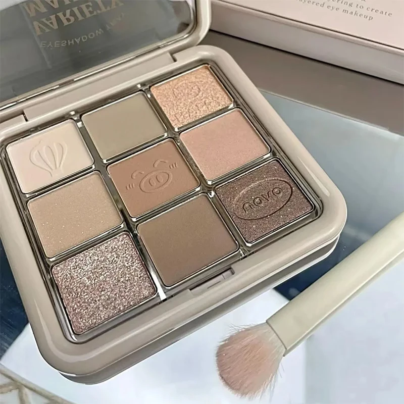 九色眼影盘ins新款大地色哑光珠光细闪卧蚕提亮防水不脱妆初学者