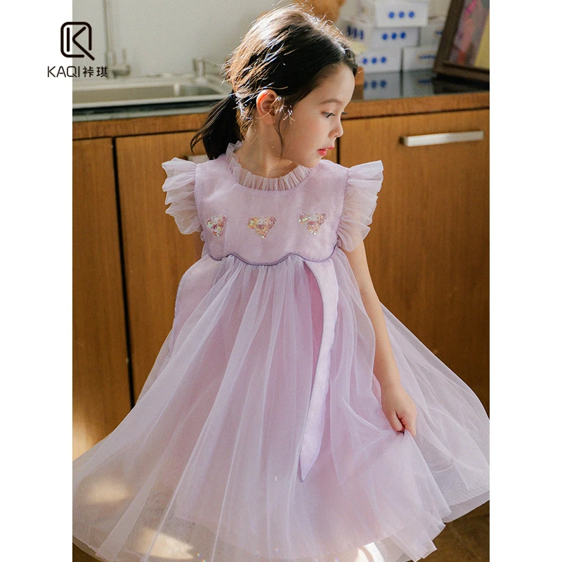 【裃琪童装】【繁星】春夏季新款女大童公主仙女国风网纱连衣裙90352