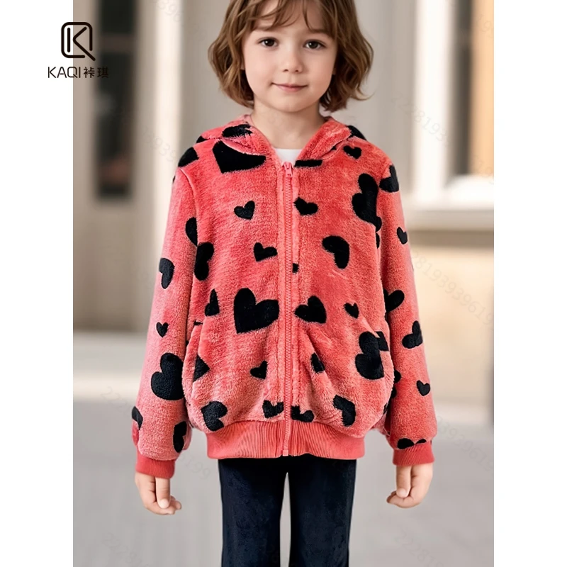 【裃琪童装】女童秋冬季新款公主宝宝洋气丝绒爱心拉链外套91263