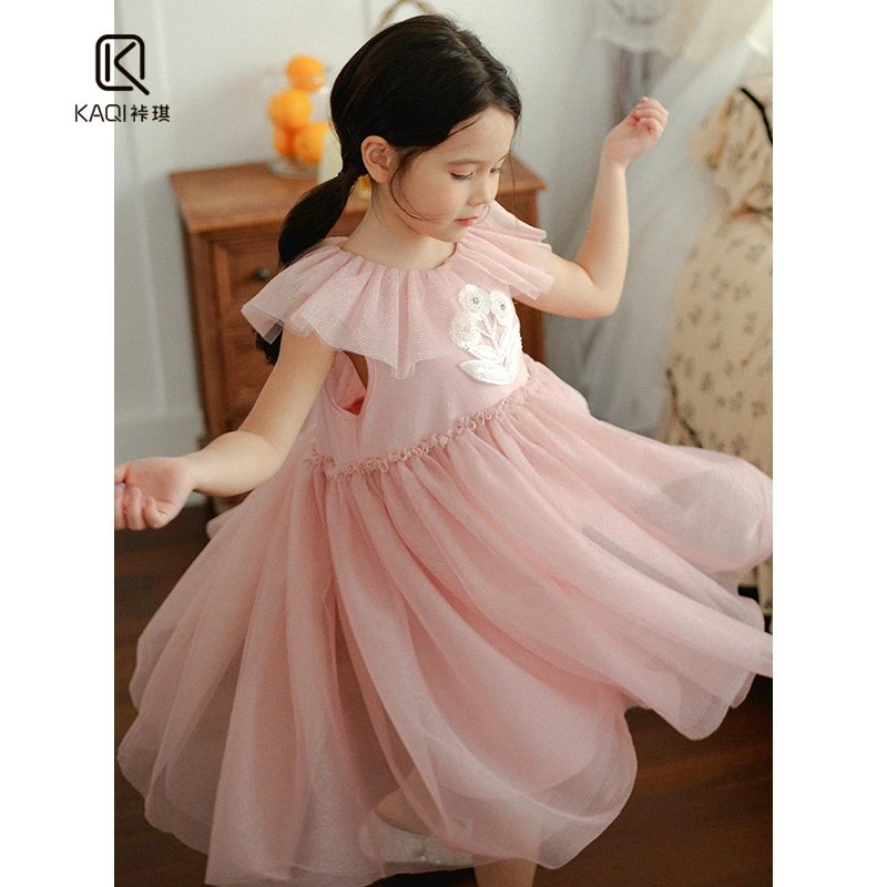 【裃琪童装】春夏季新款女童洋气公主仙女宝宝网纱背心连衣裙90088