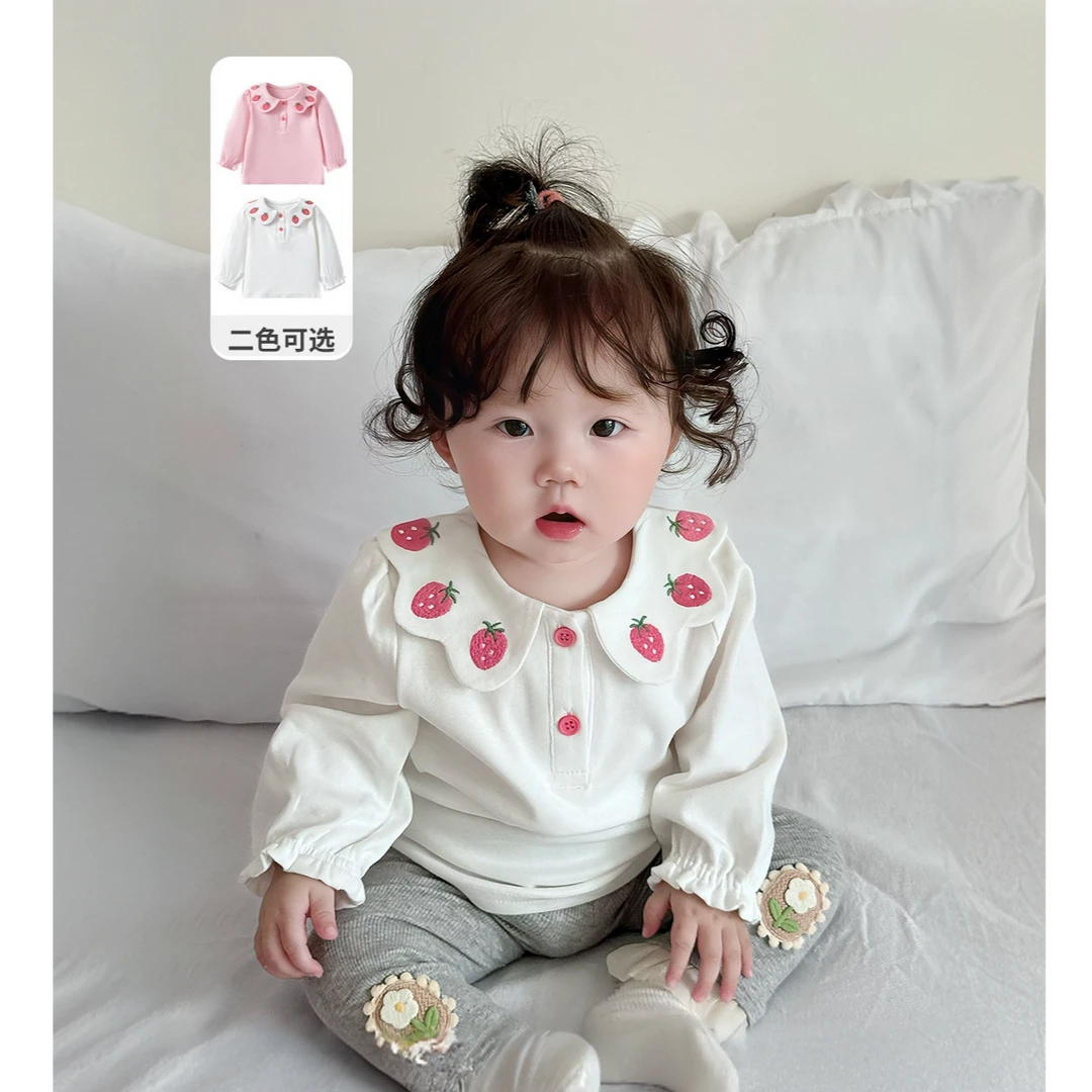 女童春季套装2025娃娃领A类上衣打底裤两件套秋女宝T恤打底衫长袖