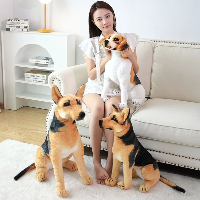 仿真狗狗毛绒玩具斑点狗牧羊犬米格鲁罗威犬公仔家居摆件生日礼物