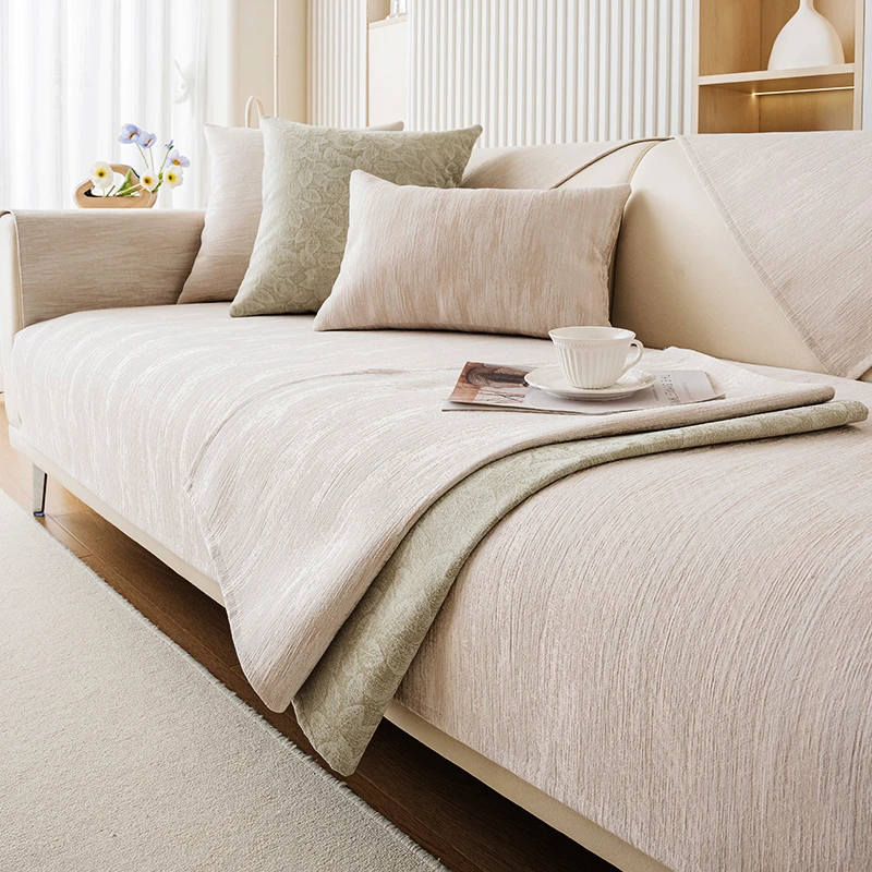 【雅柔】雪尼尔沙发垫轻法式奶油风四季通用2023新款皮防滑坐垫子