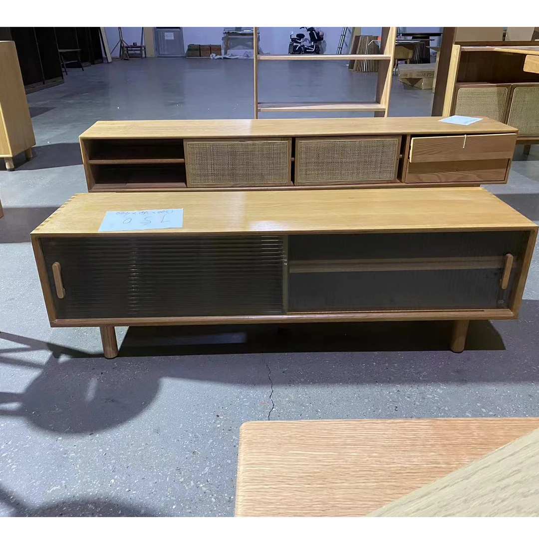 北欧小户型现代简约玻璃移门电视柜